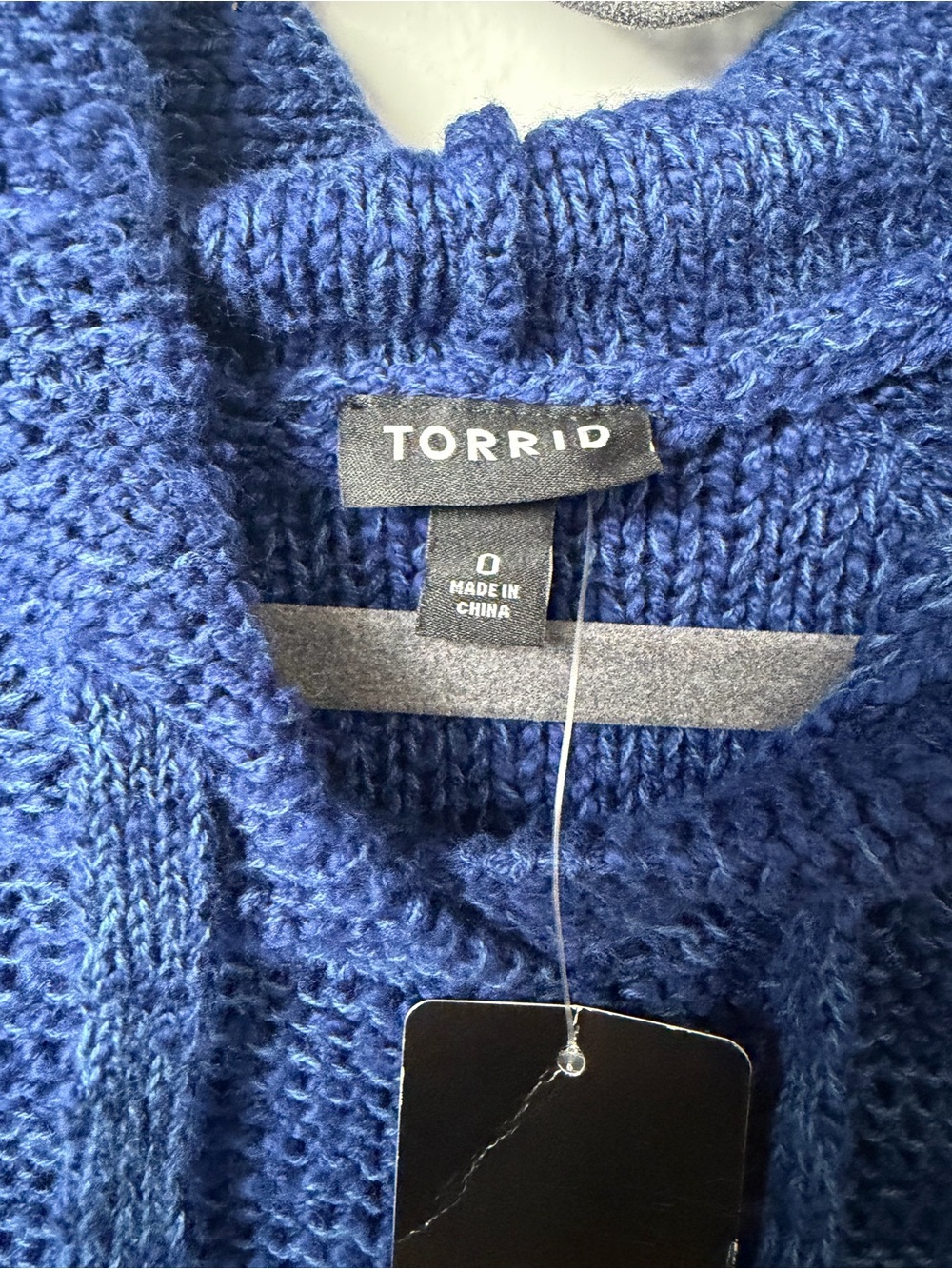 Torrid Textured Boxy Hoodie Sweater Blue 100% Cotton Size 0 (L) NWT - Picture 4 of 9